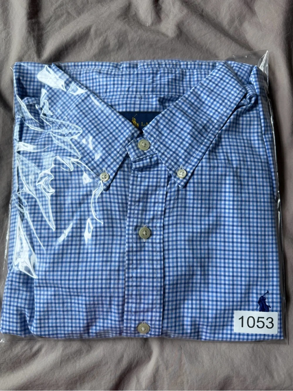 Ralph Lauren Mens Light Blue Button Down Checkered Shirt Size XL 100% Cotton